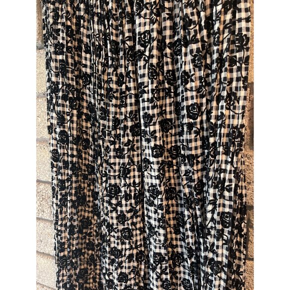 Coldwater Creek Black & White Floral Checkered Pleated Skirt - Picture 3 of 6